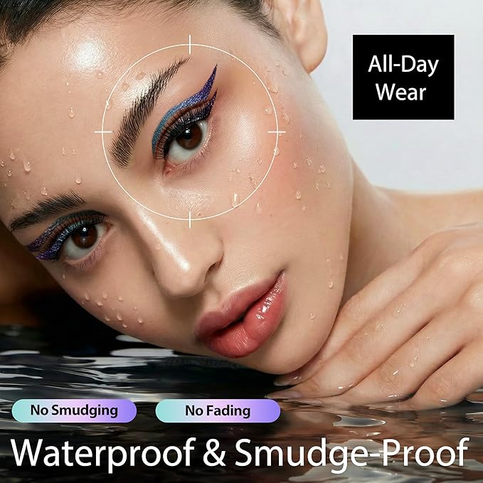CALAILIS Chameleon Liquid Eyeliner, Purple Blue Liquid Glitter Eyeliner, Glitter Eyeliners Waterproof, Glitter Makeup (HCLL01)
