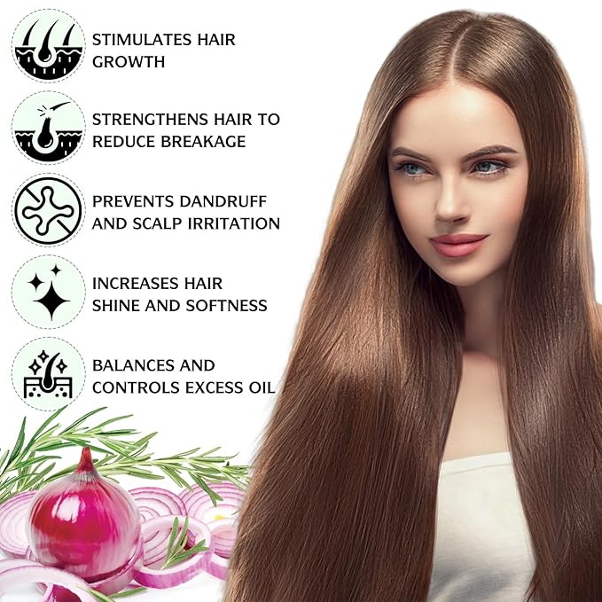 Onion Biotin and Rosemary Shampoo and conditioner Treatment Set, All Hair Types Conditioner Hair Care, Thinning Hair, Reduce Hair Loss -Soft and Shine - Promotes Growth for Fuller Healthier