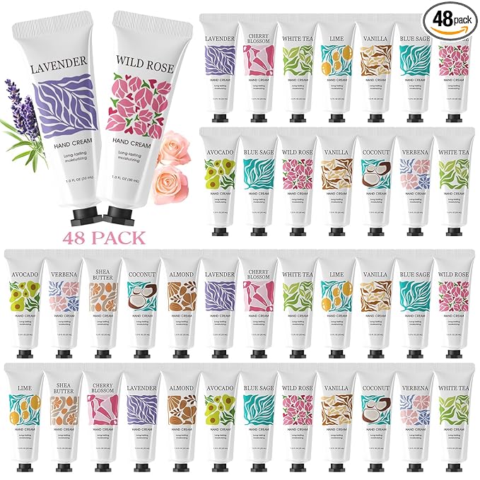 48 Pack Hand Cream Bulk Gifts for Women, Mothers Day Gifts for Mom, Teacher Appreciation Gifts, Nurses Week Gifts, Travel Size Hand Cream for Womem, Mini Moisturizing Hand Lotion for Dry Hands