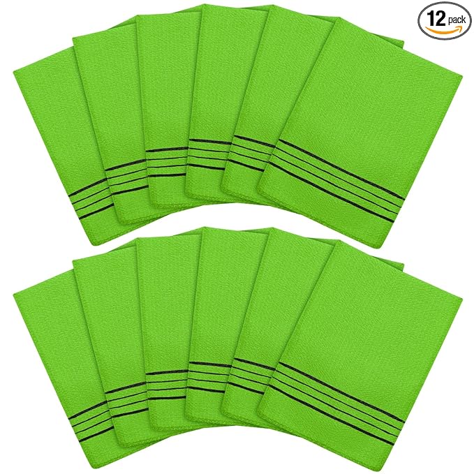 Tatuo 12 Pieces Korean Exfoliating Mitt Glove Italy Towel Body Skin Scrubber Exfoliating Scrubber for Remove Dead Skin Washcloth Korean (Small,Green)