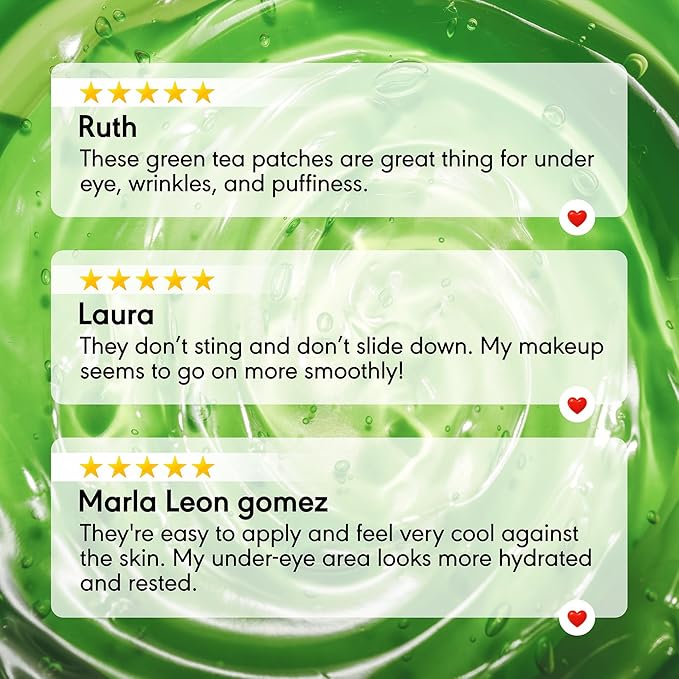 60 PCS Under Eye Patches for Puffy Eyes and Dark Circles & Eye Bags with Green Tea Matcha & Aloe - Natural Skincare Hydrating Eye Masks with Hyaluronic Acid to Refresh, Soothe & Revitalize