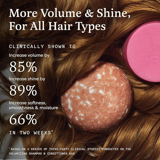 The Earthling Co Volumizing Shampoo & Conditioner Bar Set For Thickening, Fullness, Strength, and Growth - Sulfate, SIlicone, Paraben Free for Thin, Flat, Fine Hair - Made in USA (Sweet Sandalwood)