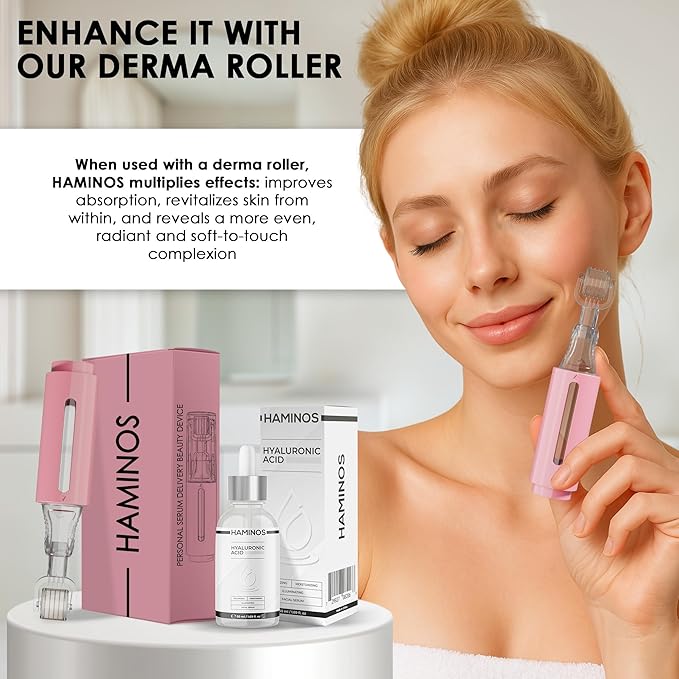HAMINOS Hyaluronic Acid Serum with Niacinamide, Snail slime, collagen – Lip Plumper, Stretch Marks, Wrinkles, Fine Lines, Hydration - UNIQUE FORMULA (50 ml - 1.69 Fl Oz)