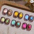 Born Pretty Cat Magnetic Eye Gel Nail Polish Set,6 Colors Glitter Green Blue Brown Gel Polish Cat Holographic Magnetic Nail Polish Nails Art Manicure Salon DIY at Home 7ML