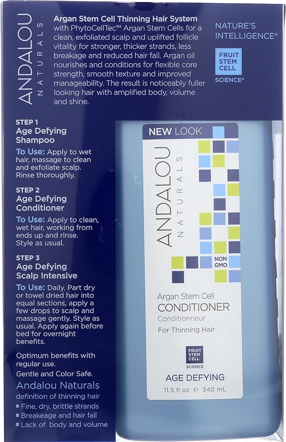 Andalou Naturals Age Defying Hair Thinning Treatment System, 3 Piece Kit