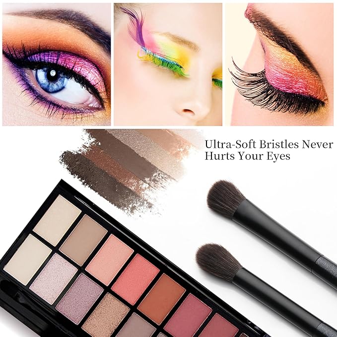 Eye Makeup Brush Set, 6 Pcs Professional Blending Eyeshadow Makeup Brushes for Concealer Eyebrows Eyeliner, Soft Hairs & Wood Handle…… (black 6pcs)