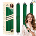 Overnight Heatless Hair Curler, Upgraded with Hair Pad Grippers Satin Jumbo Flexi Blowout Curls Rods, 3pcs No-Heat Styling Tools Curling Rod to Sleep in for All Hair Types - Green