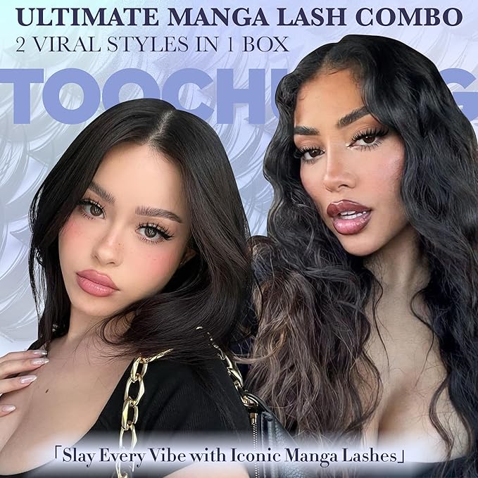 TOOCHUNAG Manga Lash Clusters Wispy Eyelash Clusters DIY Cluster Eyelash Extensions with 2 Viral Invisible Band Cluster Lashes (8-14mm Natural Fairy & 10-16mm Volume Bunny)