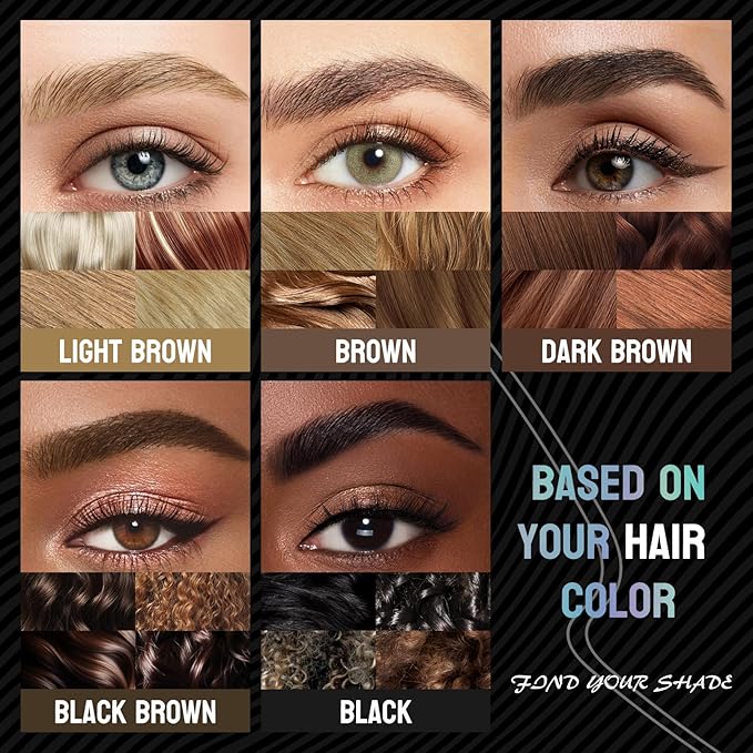 Microblading Eyebrow Pen, 2 in 1 Dual Ended Eyebrow Pencil, Curved Eyebrow Pencil with Micro-Fork-Tip & Precise Brush-Tip, Waterproof and Last All Day for Natural Hair-Like Brows (04#BLACK BROWN)