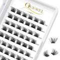 QUEWEL Lash Clusters 72 Pcs Wide Stem Individual Lashes C/D Curl 8-16mm Length DIY Lash Extension Soft False Eyelashes Wispy Cluster Lashes Easy to Create Natural Look At Home(Mega-D-8mm)