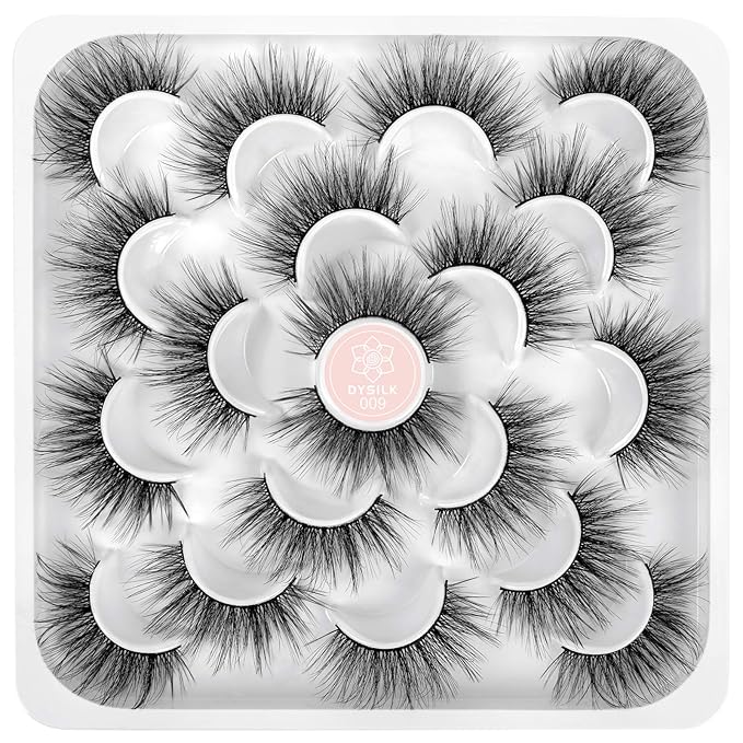 DYSILK Mink Lashes False Eyelashes - Mink Eyelashes Fluffy 10 Pairs 6D Mix Style Faux Lashes Pack Wispy Eyelashes Fluffy Reusable Lashes Natural Look Mink Fake Eyelashes Cat Eye Lashes | 19mm