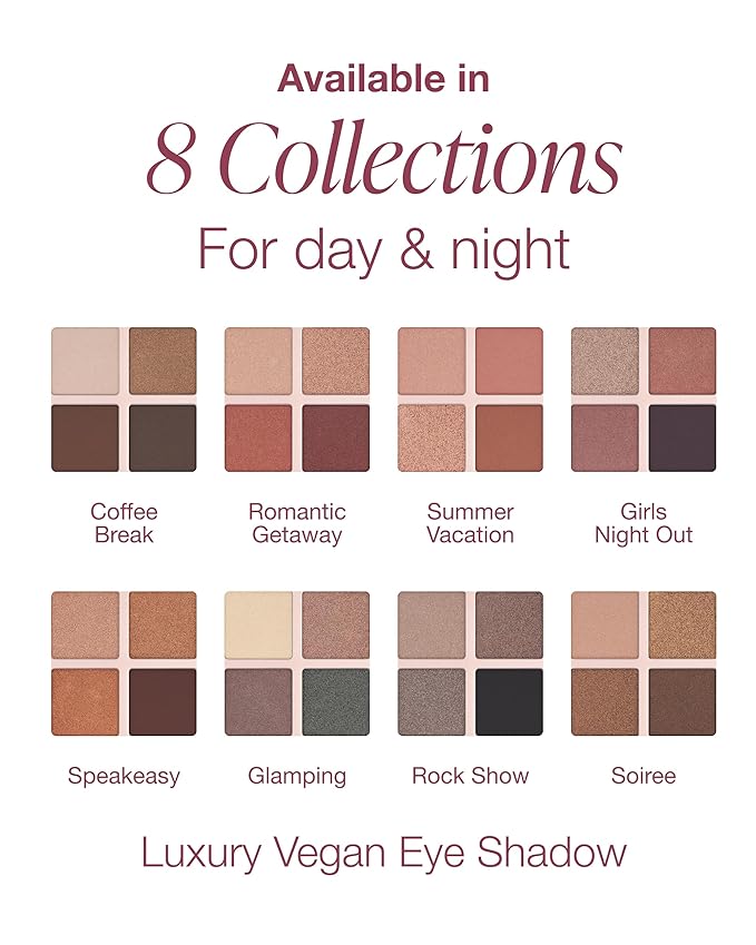 Mineral Fusion Eyeshadow Palette - Four Pressed Powder Shades in Matte, Satin, and Shimmer Finishes - Natural, Lightweight Vegan Eye Makeup - (Glamping)