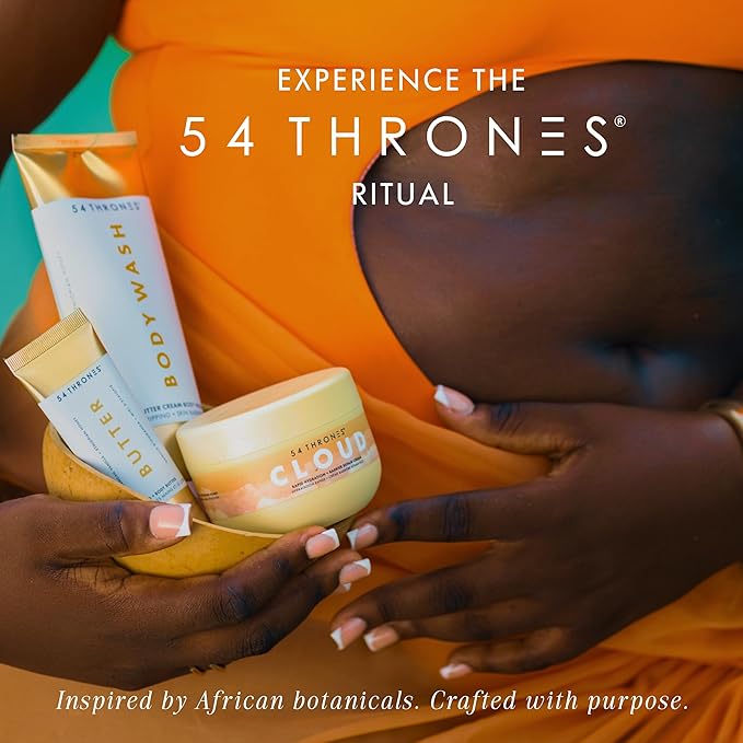 54 Thrones Mini Non-Stripping Butter Cream Body Wash, Shea Butter Body Wash, Exfoliating & Moisturizing Liquid Soap, Ugandan Vanilla + Ethiopian Honey