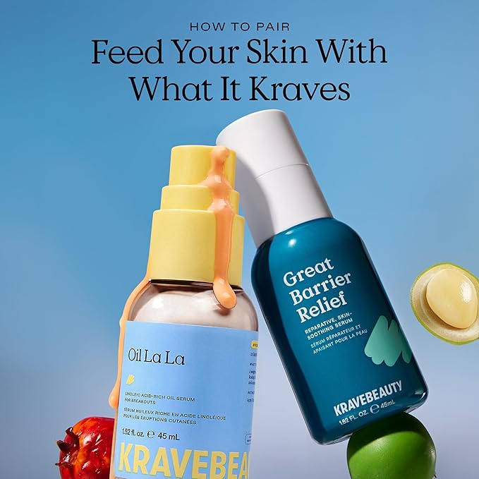 KraveBeauty Great Barrier Relief Serum for Dry or Sensitive Skin, Hydrates and Repairs the Skin Barrier, Soothing Facial Serum with Ceramides & Niacinamide, Fragrance Free, 100 mL