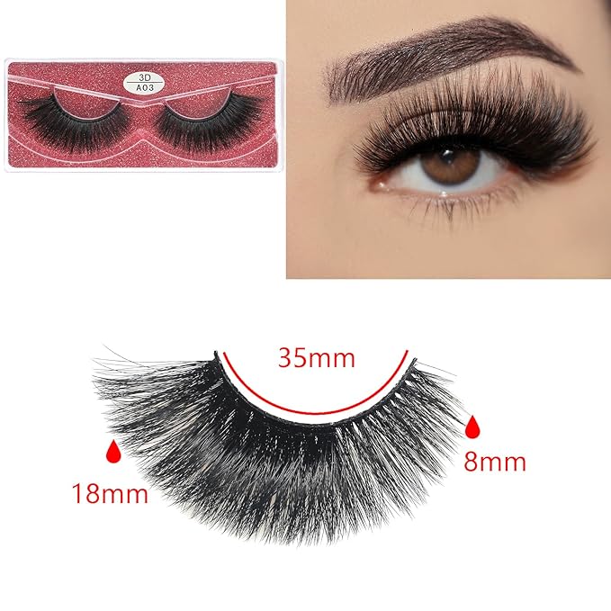 FARRED Wholesale Faux Mink Lashes 30 Pairs 3D A03 Medium Length Vegan Eyelashes Fluffy Volume Strip Lashes Bulk Fake Mixed Natural Look 3D False Eyelashes (3D A03)