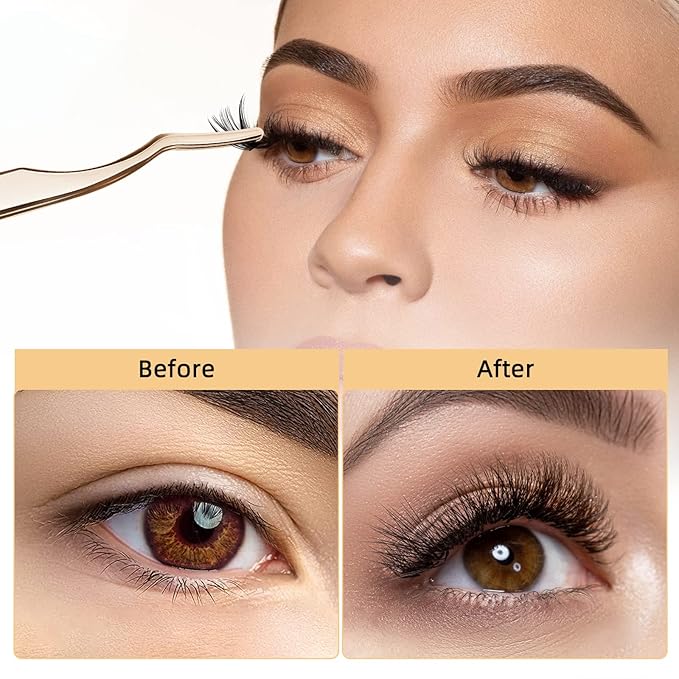 QUEWEL Cluster Lashes 240Pcs Individual Lash 50D 0.07 C Curl Mix8-14mm Lash Extensions Clusters Lashes Soft&Natural False Eyelashes Individual DIY Eyelash Extension at Home(50D 0.07C mix-8-14)