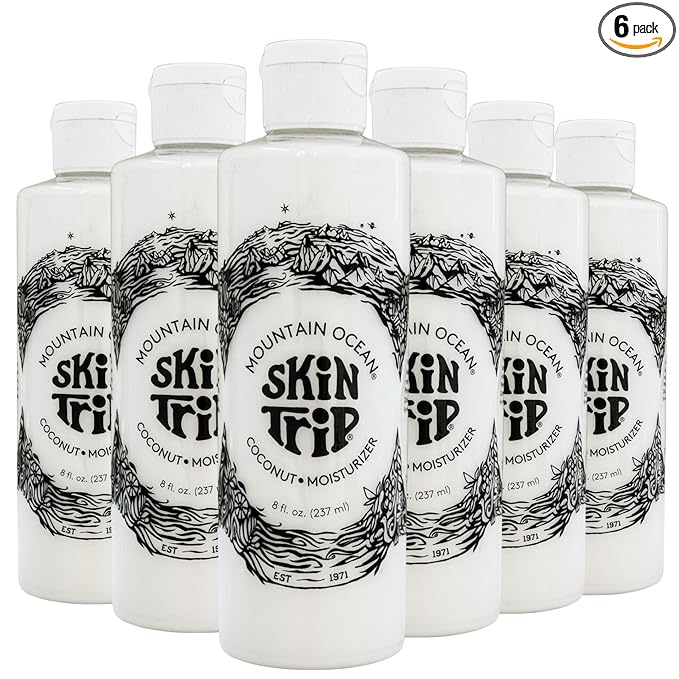 Mountain Ocean The Original Skin Trip Coconut Body Lotion, 8 Oz (Pack of 6), Lightweight, Fast Absorbing Moisturizer, with Coconut Oil, Aloe Vera, & Lanolin (New Look, Same Formula)