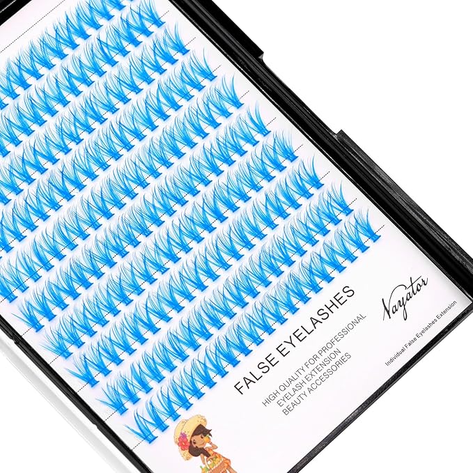 →VAYATOR False Eyelashes 3Styles D Curl 10-18mm 200Pcs To Choose Lashes Extensions Cluster Individual Lash Extensions Reusable False Eyelashes Easy Grafting （Light Blue-D Curl-18mm）