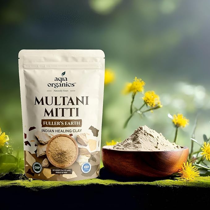 Multani Mitti Powder | Indian Healing Clay | 100% Pure Fullers Earth Powder for Natural Skin Tightening Face Mask | Deep Pores Cleansing | Bentonite Clay | Tan Removal Face Pack | 8 oz