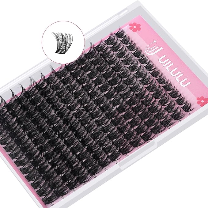 Uilulu Lash Clusters kit 8-18mm DIY Lash Extension Kit 168 Natural Lash Clusters 0.07D D Curl Wispy Individual Eyelash Clusters False Lashes Eye Lash Extension Lash Kits Extensions Kit （04）
