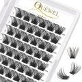 QUEWEL Cluster Lashes 72 Pcs Wide Stem Individual Lashes C/D Curl 8-16mm Length DIY Eyelash Extension False Eyelashes Natural&Mega Styles Soft for Personal Makeup Use at Home (Mega-C-14)