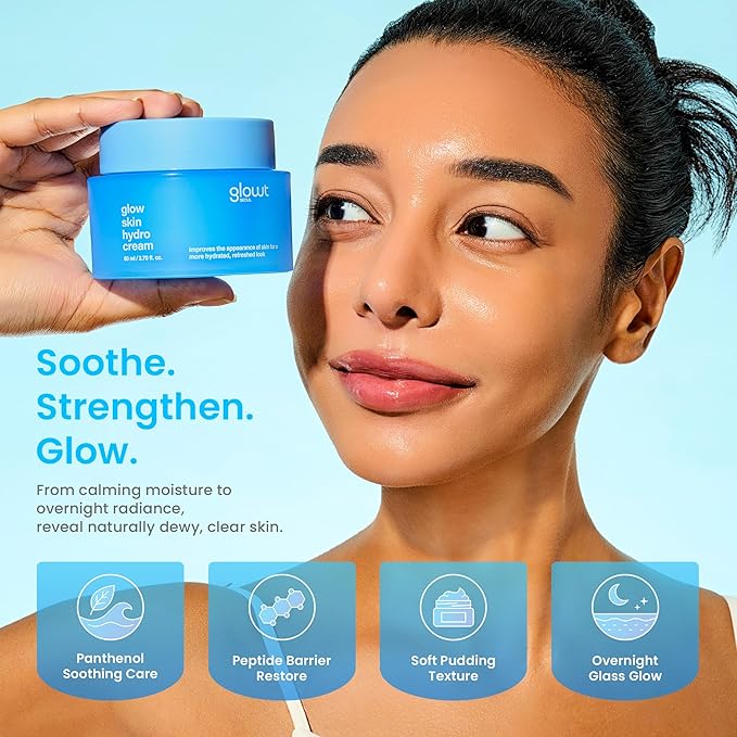 Glow Skin Hydro Cream – 72-Hour Deep Moisture & Barrier Support for Glowing, Supple Skin | Panthenol & Biopeptides | Non-Sticky Pudding Texture | 80 ml / 2.70 fl. oz.