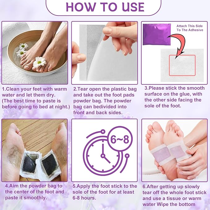 48 Packs Lavender Foot Pads to Feel Better, Relieve Stress & Sleep Better, Suitable for Home or Travel Use