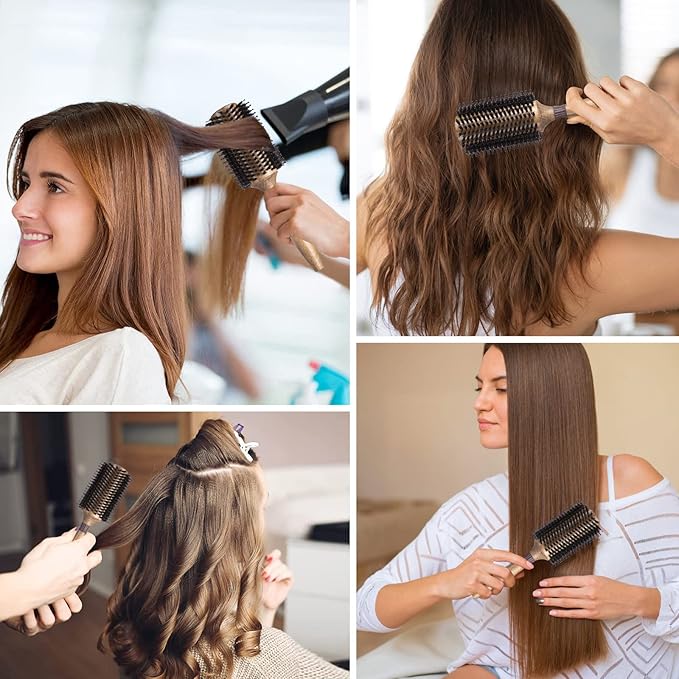 Round Brush for Blow Drying, LORSEX Boar Bristle Hair brush for Women Men, Round Hairbrush for Add Shine/Volume, Minimize Damage (2.8 Inch)