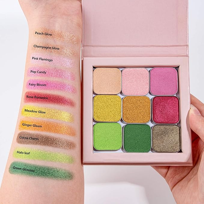 Magnetic single shimmer gold eyeshadow with metal pan, subtle shimmer orange eyeshadow refill pan, mini palette for empty magnetic palette (Ginger Gleam)