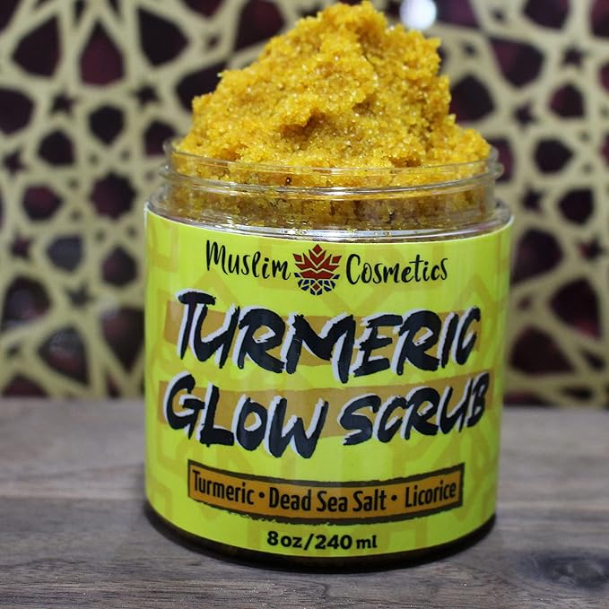 Turmeric Dead sea salt scrub | Kojic Acid | Licorice root | Face & Body | 100% Natural | Jojoba oil || Made in Canada - Muslim Cosmetics - Turmeric Glow (8oz (240ml))