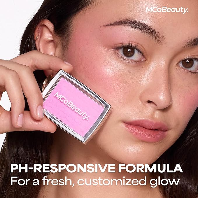MCoBeauty Glow Up pH Powder Blush - Vivi Pink - Color Activated Soft Matte Blusher for Cheeks - Blendable, Buildable & Long Wearing Face Makeup - Natural Finish - Vegan & Cruelty Free