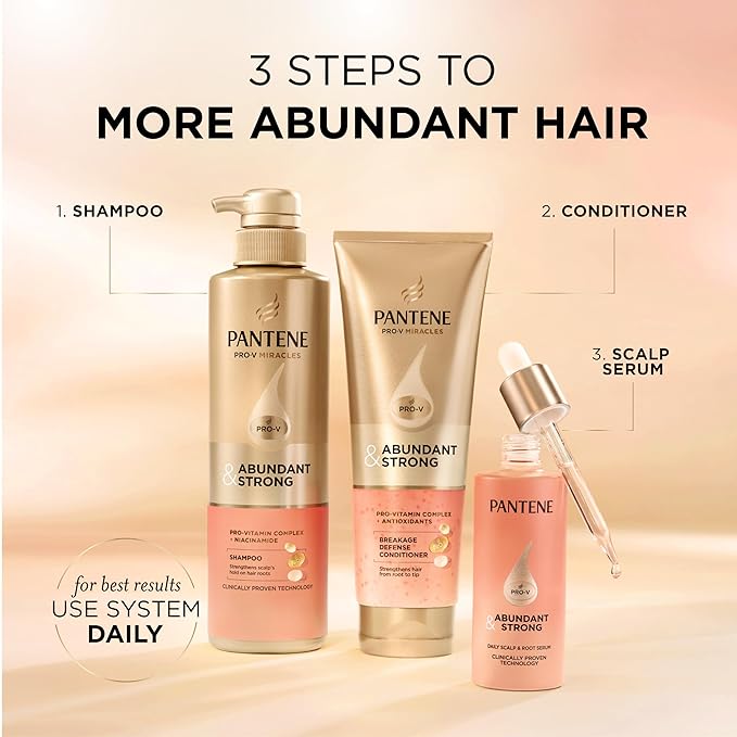 Pantene Abundant & Strong Shampoo, Strengthens Scalp's Hold on Hair Roots, 13.5 oz