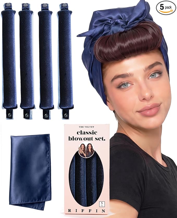 Classic Heatless Curls Overnight Rods No Heat Hair Curlers to Sleep in Foam Soft Hair Rollers for Thick & Long Hair Blowout Look, Heatless Flexible Curling Rod Set with Satin Wrap for Sleeping