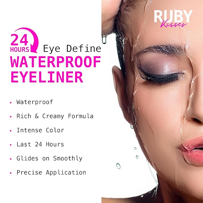Ruby Kisses Pencil Eyeliner, Retractable Eyeliner, Waterproof, Smudge-Proof Eye Makeup, High Pigmented, 24H Long Lasting Eyepencil (Pastel Blue)