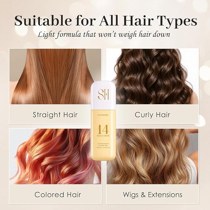 Hair Perfume for Women – Vanilla Cream, Alcohol-Free Soft & Moisturizing Hair & Body Mist, Long-Lasting Clean Fragrance for Hair, Wigs & Fabric, Mother’s Day & Birthday Gift, 100ml / 3.38 fl oz