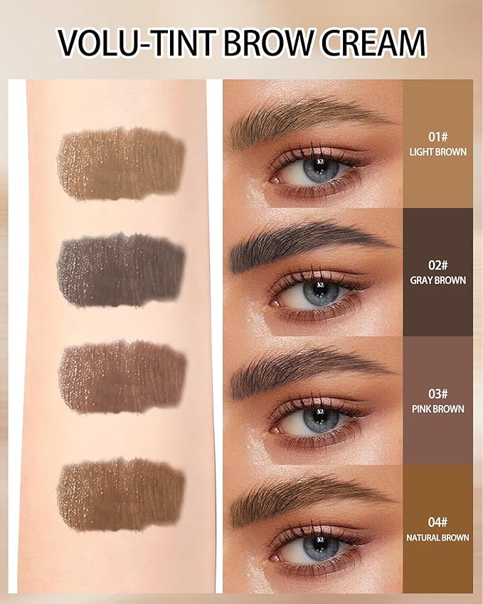 Tinted Eyebrow Gel, Light Brown Waterproof Eye Brow Glue Tinting Kit, Long-Lasting Smudge-proof Transfer-proof, Natural Eyebrow Gel with Brow Razor, gel para cejas Women's Day Makeup for Women-01