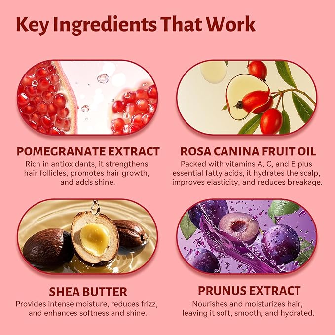 Color Treated Red Hair Shampoo and Conditioner Set with Pomegranate Extract for Copper Brightening and Strengthening, for Women and Men, 16.8oz*2