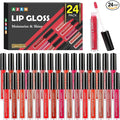 AZEN 24 Pack Lip Gloss Bulk Set, Shimmery Lip Gloss for Women and Girls With Rich Varied Colors, Mothers Day Gifts for Women