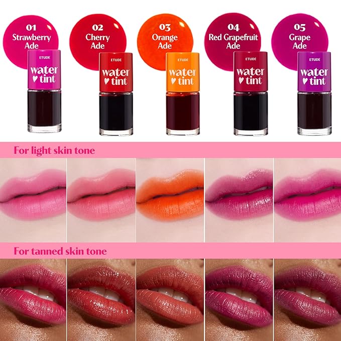 ETUDE Dear Darling Water Tint – Red Grapefruit Ade | Korean Lip Stain & Lip Tint for Hydrated Pink Lips, Smudge-Proof Long-Lasting Lip & Cheek Makeup | K-Beauty Gift, Stocking Stuffers