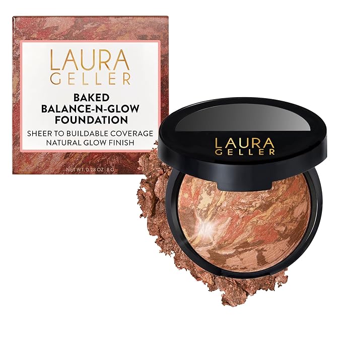 LAURA GELLER NEW YORK Baked Balance-N-Glow Illuminating Foundation - Deep - Buildable Sheer to Light Coverage - Satin Finish