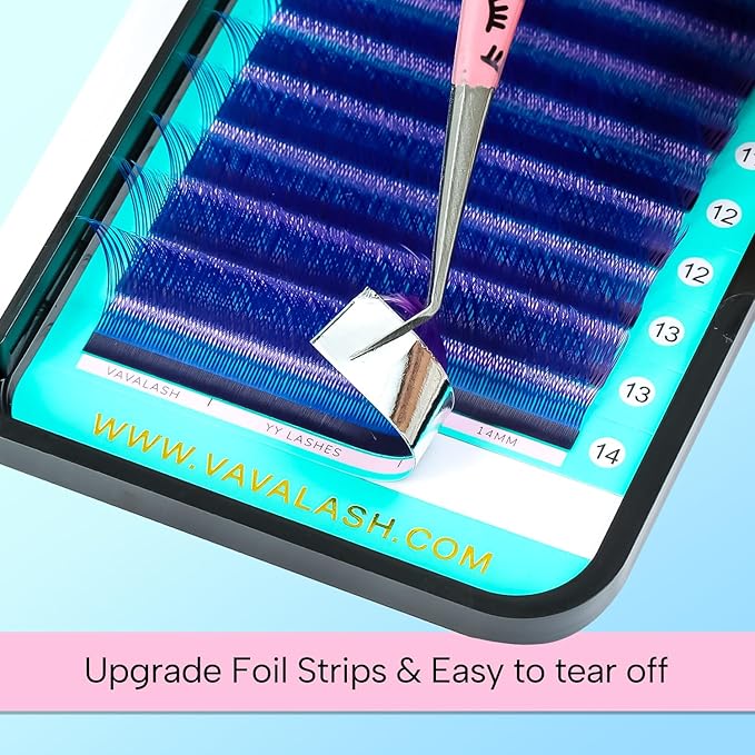 VAVALASH YY Lash Extensions Blue + Purple Color Tray Easy Premade Volume 2D Fans Eyelash Extension YY Type Natural Volume Lashes Extension Soft Matte Black Lashes (Blue + Purple-YY-0.07-D-8-15mm)