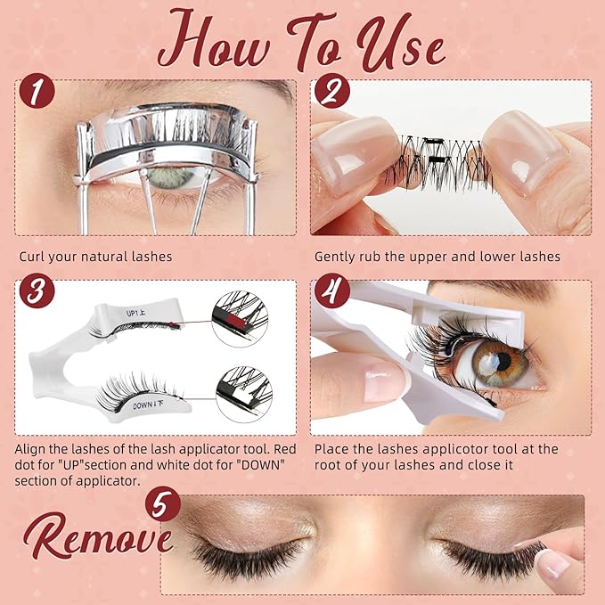 Higu clace Magnetic-Eyelashes 2 Pairs Magnetic Eyelashes with Applicator Soft Eyelashes Magnetic Lashes Natural Look Wispy pestañas magnéticas Without Eyeliner Easy to Wear and Remove(A+H01)