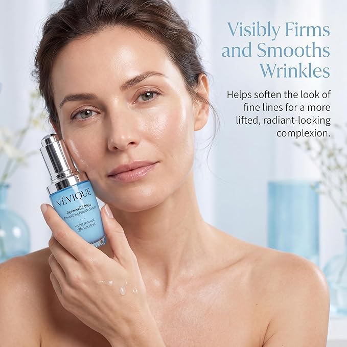 Renewelle Bleu - Multi Peptide Serum with Copper Peptides (GHK-Cu), Epidermal Growth Factor (EGF), Niacinamide & Ceramides, Firming Face Serum for Fine Lines, Hydration & Radiance, 1 Fl Oz