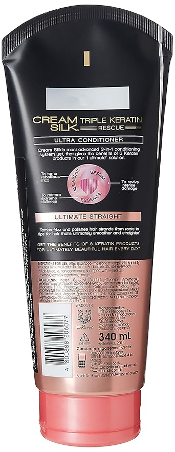 Cream Silk Triple Keratin Rescue Ultimate Straight Conditioner 340 ml