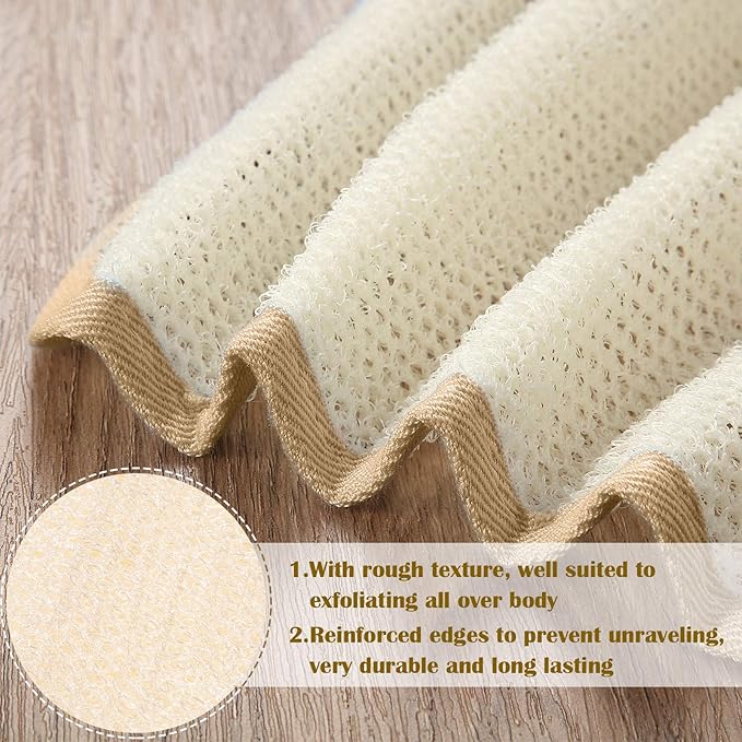 Tatuo 5 Pcs Exfoliating Face and Body Wash Cloths Towel Weave Bath Exfoliating Scrub Massage Bath Cloth for Women and Men, 10.23 x 8.66 Inch(Brown Edge)