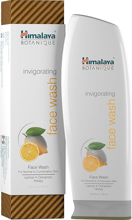 Himalaya Botanique Invigorating Face Wash for Normal to Combination Skin, Free-from Parabens, SLS and Phthalates, Hydrating Facial Cleanser with Lemon, Cinnamon and Honey, 5.07 oz (150 ml)
