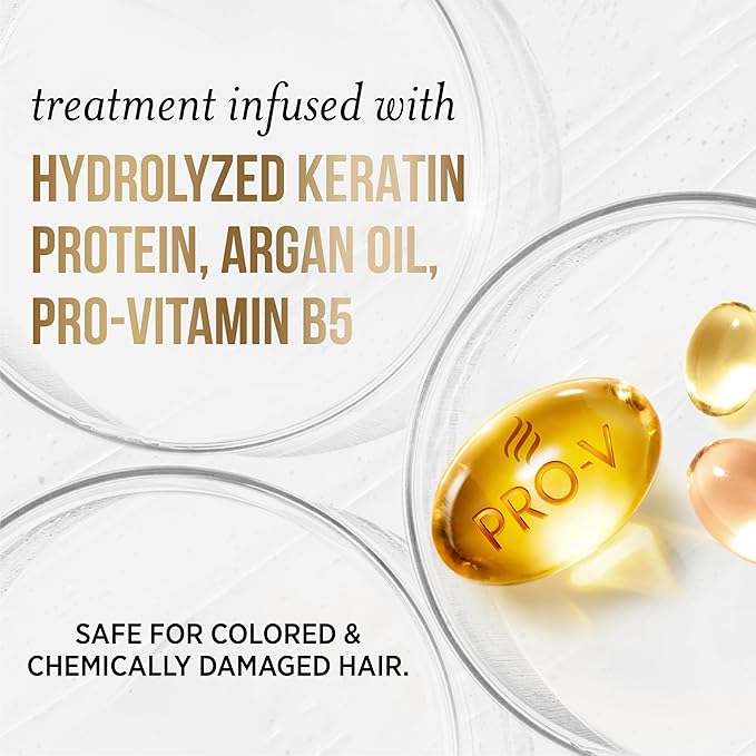 Pantene Keratin Leave-In Conditioner with Argan Oil,Protein Treatment for Dry,Damaged & Color-Treated Hair,Repairs Split Ends & Protects from Damage,Formaldehyde-Free,8.4 Fl Oz,(Pack of 2)