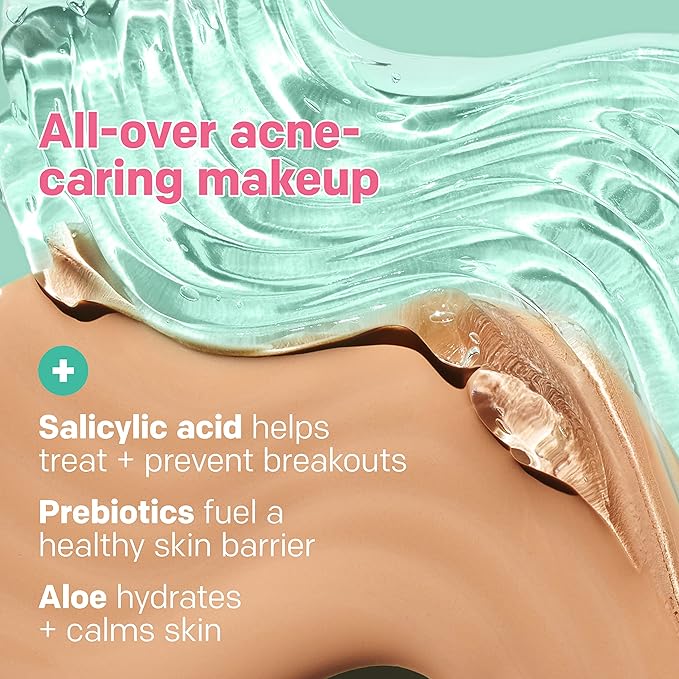 Almay Clear Complexion Acne Foundation Makeup with Salicylic Acid, Medium Coverage, Soft Matte Finish, Hypoallergenic, Cruelty- & Fragrance-Free, Dermatologist Tested, 705 Toast, 1 fl oz (Pack of 2)