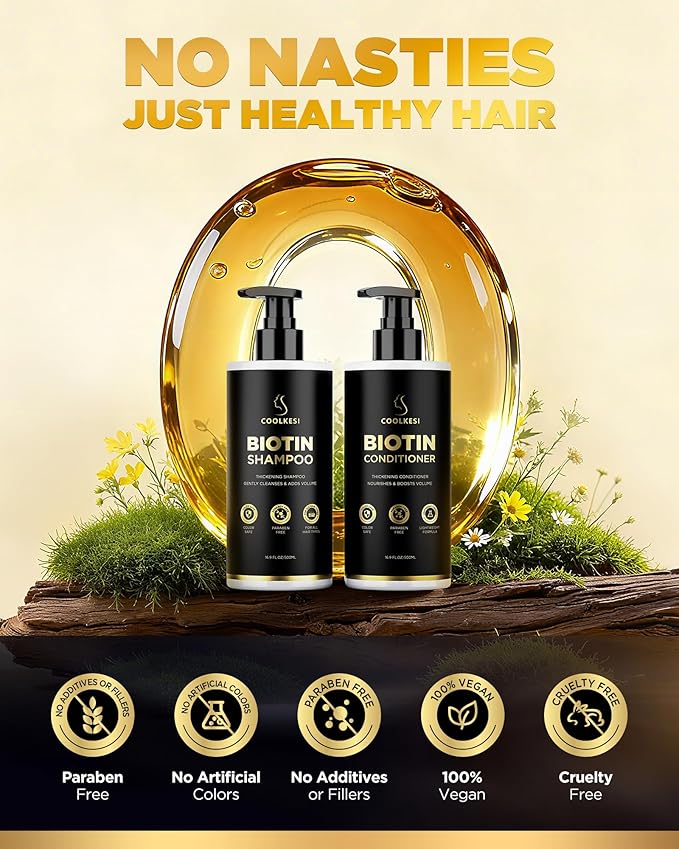 Tripeptide-Infused Biotin Hair Growth Shampoo and Conditioner Set, Onion Anti-Loss Volumizing Moisturizing Treatment for Soft Shine Hair, Dandruff Routine Shampoo for Men and Women, 2x16.9oz