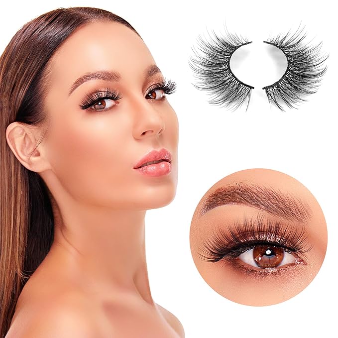DYSILK Mink Lashes False Eyelashes - Mink Eyelashes Fluffy 10 Pairs 6D Mix Style Faux Lashes Pack Wispy Eyelashes Fluffy Reusable Lashes Natural Look Mink Fake Eyelashes Cat Eye Lashes | 19mm